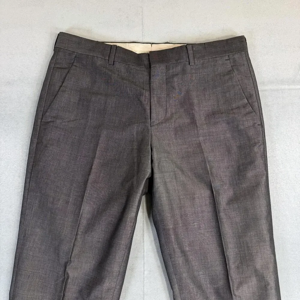 Paul Smith Dress Pants Mens 32x33 Gray Mohair Cotton Blend Slim Flat Front